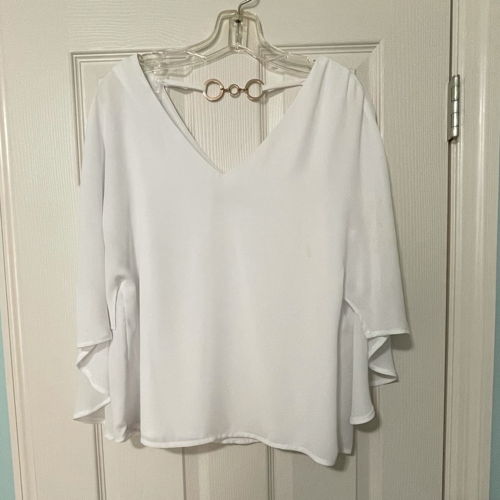 Like New Ooh! La, La! White Cape Blouse